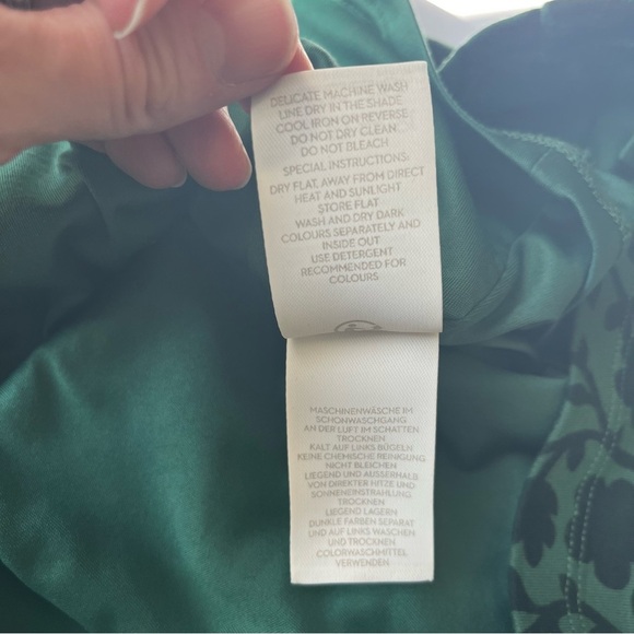 Boden Green Floral Alexis Midi Dress Button Sleeves Size 4R - Picture 12 of 14